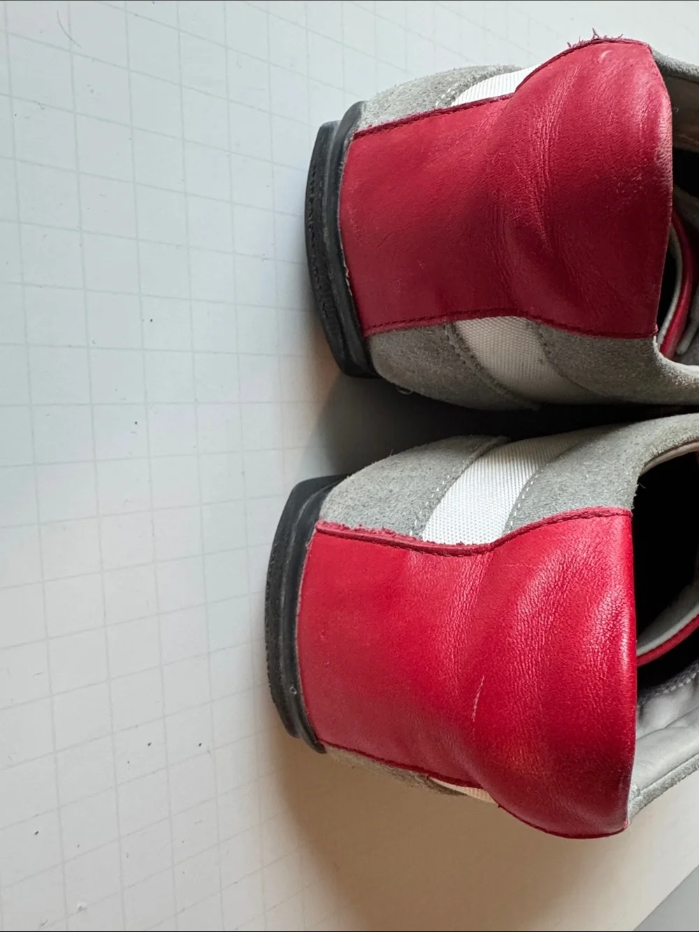 Emporio Armani Gray, White & Red Low-Top Sneakers